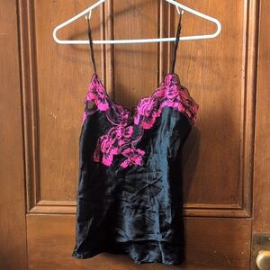 mary green black and pink silk lingerie top